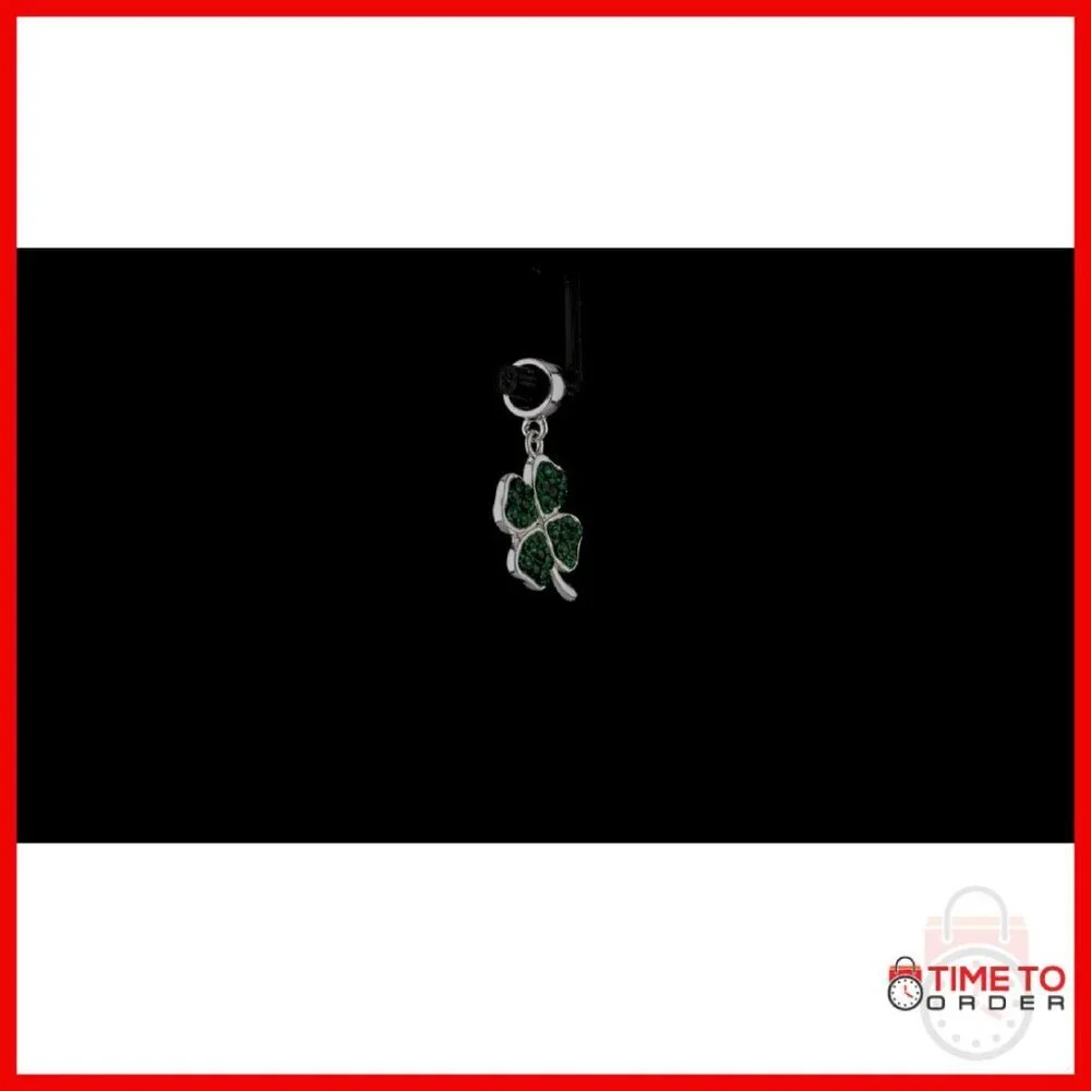 Sterling Silver Shamrock Charm Bead for Bracelets, 22mm